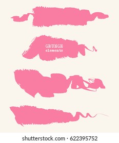 Vector set of color brush strokes. Grunge isolated elements. Colour brushes for your design. Freehand. Ink splash. Acrylic stamp. Vector illustration