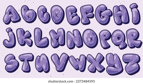 vector set color bubble graffiti font alphabet lettering