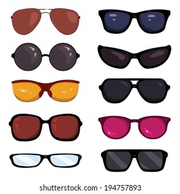 Vector Set Of Color Cartoon Glasses