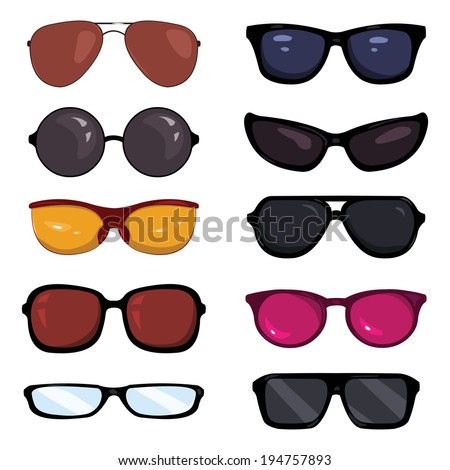Vector Set of Color Cartoon Glasses