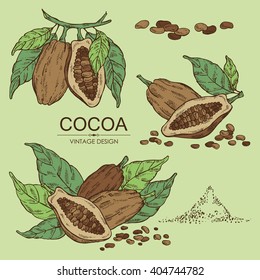 Vector set: color cocoa , hand drawn