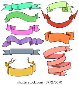 Vector Set of Color  Different Ribbons for Your Text