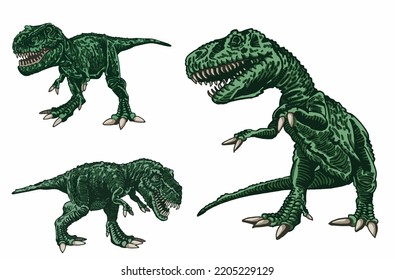 Vector set of color dinosaurs isolated on white background, dino collection