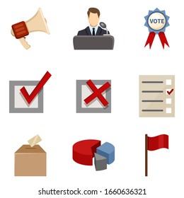 Vector Set of Color Elections Icons. Politics Vote Pictograms.