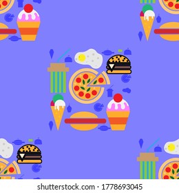 Conjunto de vectores de iconos de comida rápida de color.Ilustración vectorial