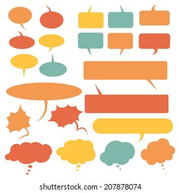 Vector Set of Color Flat Comics  Bubbles. Talk and Think