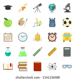 Vector Set of Color Flat Education Symbols. Back to School Icons.