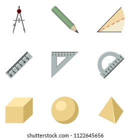 Vector Set of Color Flat Geometry School Icons