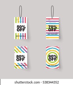 vector set of color full price and sale tags design