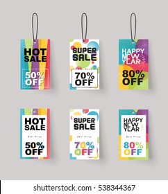 vector set of color full price and sale tags design