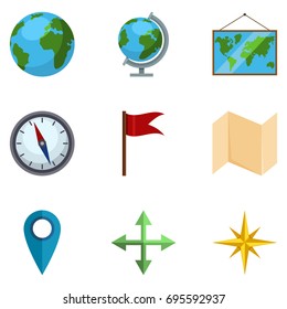 Vector Set of Color Geo Icons. Geographical School Pictograms