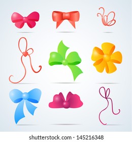 Vector set of color gift bows with ribbons