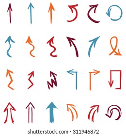 Vector Set of Color  Hand Drawn Arrows