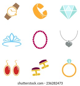 Vector Set of Color Jewellery Icons