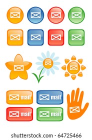 Vector set of color mail icons