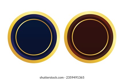Vector set of color metallic golden buttons.