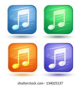 Vector set of color multimedia musical note icons