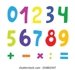 vector set of color numbers on white