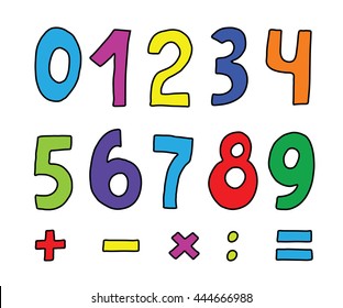 Vector set of color numbers on white