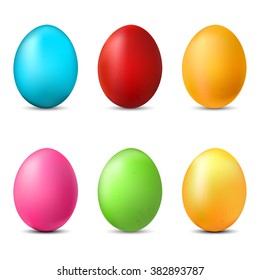 Vector Set of Color Paint Easter Egg. Blue, Red, Gold, Pink, Green, Yellow.