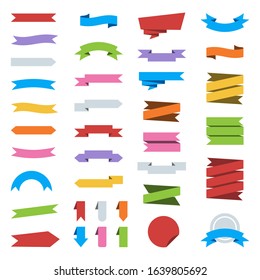 Vector set of color ribbon banners, sticker, label.