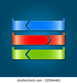 Vector set of color ribbons with yellow seam.