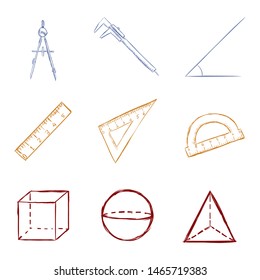 Vector Set of Color Sketch Geometry Icons