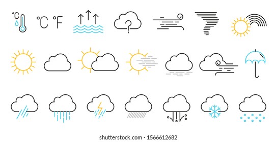 Vector Set of Color Sketch Weather Icons