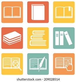 Vector Set of  Color Square  Books Icons