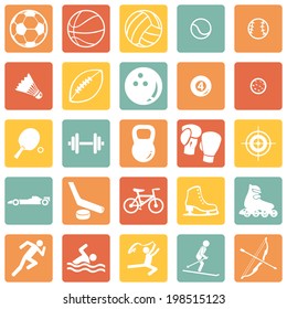 Vector Set of Color Square Sport Icons