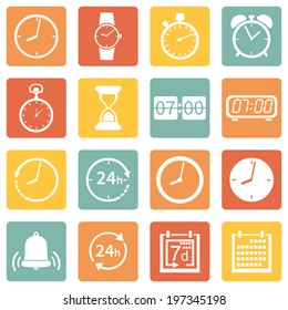 Vector Set of Color Square  Time Icons