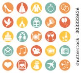 Vector Set of Color Square Wedding Icons