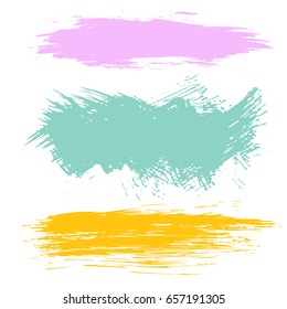 Vector set of color strokes. Grunge isolated elements. Smoke brushes for your design. Ink splash. Vector illustration.