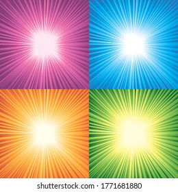 Vector set of color sunbeams