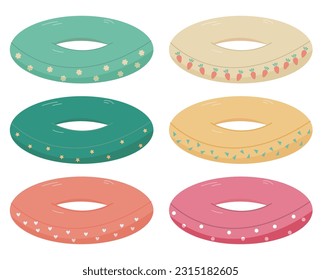 vector set with color swimming rings with different design isolated on white background
