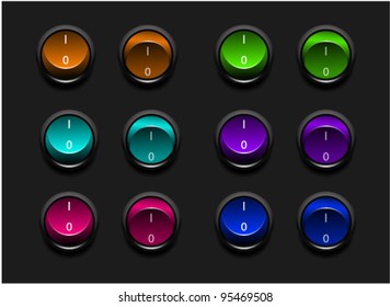 Vector set of color tumble switches