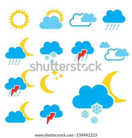 Vector set of color weather symbols - sign, icon 