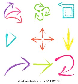 Vector set of colored abstract arrows