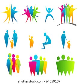 Vector set of colored abstract silhouettes