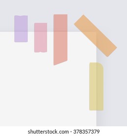 Vector Set of Colored Adhesive Masking Paper Sticky Scotch Strip Tapes Isolated on White Background
