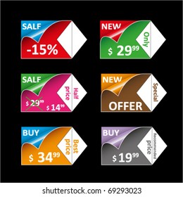 vector set of colored banners and sale tags