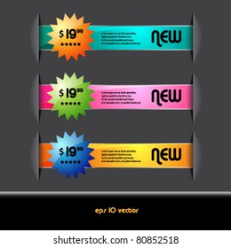 vector set of colored banners and sale tags
