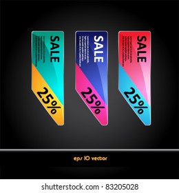 vector set of colored banners and sale tags