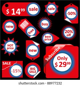 vector set of colored banners and sale tags