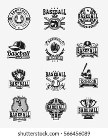 Vector set of colored baseball badges, stickers, emblems