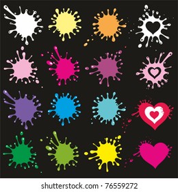 Vector set of colored blots