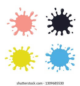 Vector set of colored blots on the white background