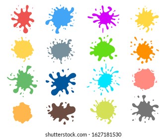 Vector set of colored blots on the white background. Art brushes pack. Vector illustration