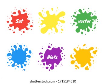 Vector set of colored blots on the white background. Vector illustration. Badges, emblem design templates.