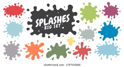 Vector set of colored blots on the white background.